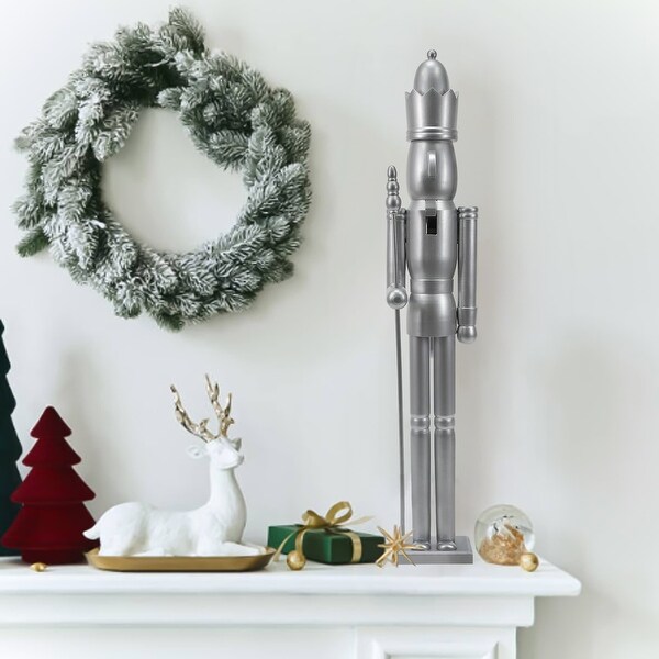 36 Inch Wooden Silver King Nutcracker