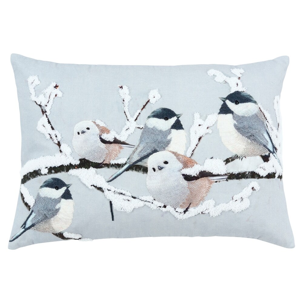 Rizzy Home Holiday Bird Textured Throw Pillow Cover