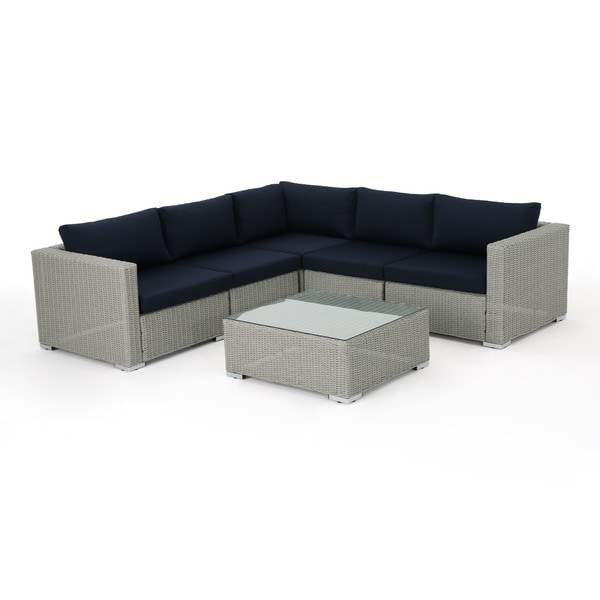 Santa Rosa Outdoor 6piece Wicker Seating Sectional Set with Cushions by Christopher Knight Home