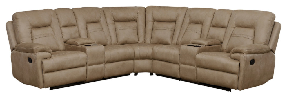 Betsy Furniture Microfiber Reclining Sectional Living Room Set  Latte   Contemporary   Living Room Furniture Sets   by Vanity Art LLC  Houzz