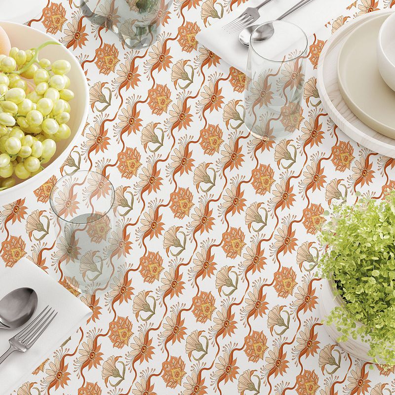 Square Tablecloth， 100% Cotton， 52x52， Floral 130