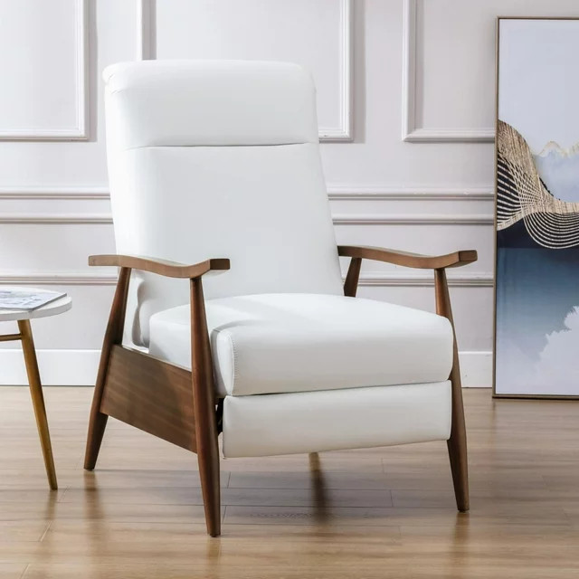 Modern Classic Recliner  Exposed Wood Frame With Padded Seat   Modern   Recliner Chairs   by Declusia  Houzz