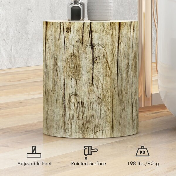 HOMCOM Tree Stump Stool，Decorative Side Table with Round Tabletop，Concrete End Table with Wood Grain Finish