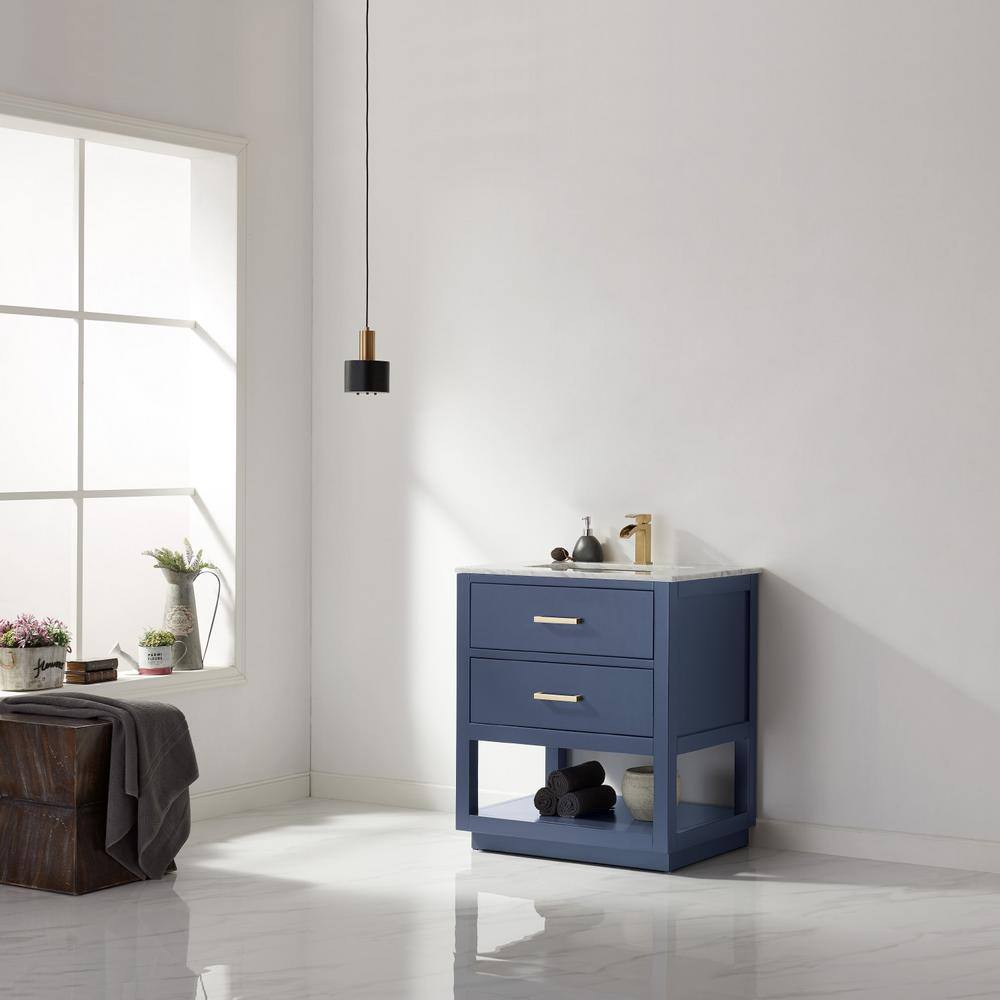 Altair Remi 30 in. Bath Vanity in Royal Blue with Carrara Marble Vanity Top in White with White Basin 532030-RB-CA-NM