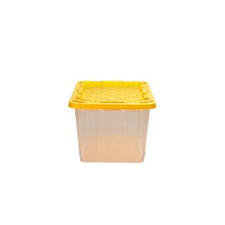 HDX 27 Gal. Storage Tote in Clear with Yellow Lid 206231