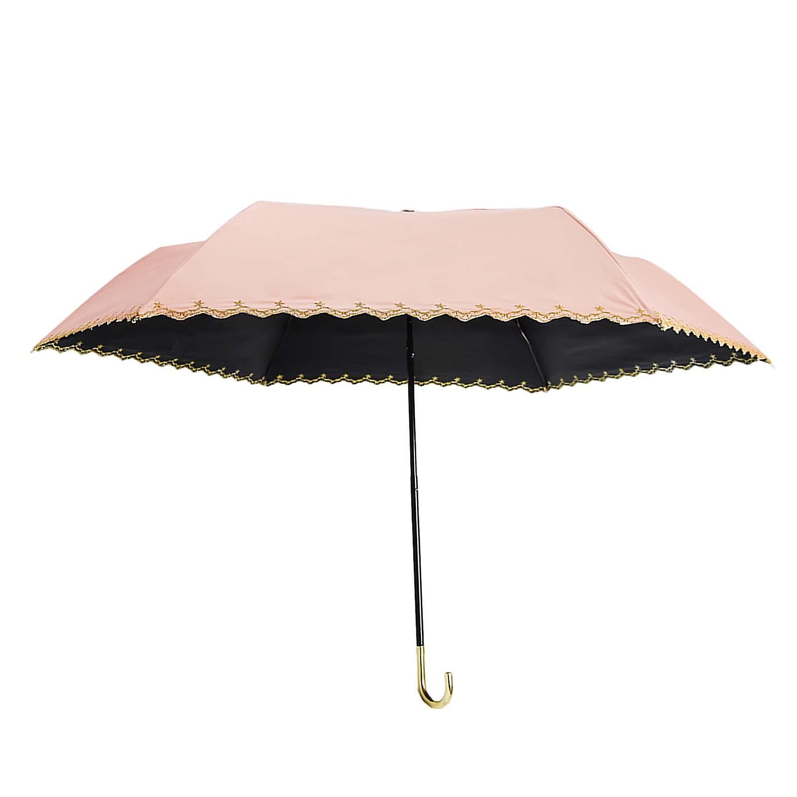 Folding Umbrella Waterproof Windproof Umbrellas For Trips Backpacking Hiking Pink