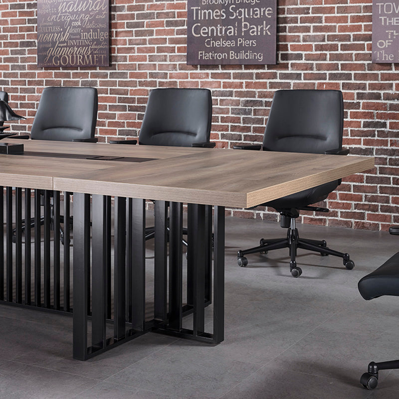 VIDAL Boardroom Table 3.6cm x 1.2m - Warm Oak & Black