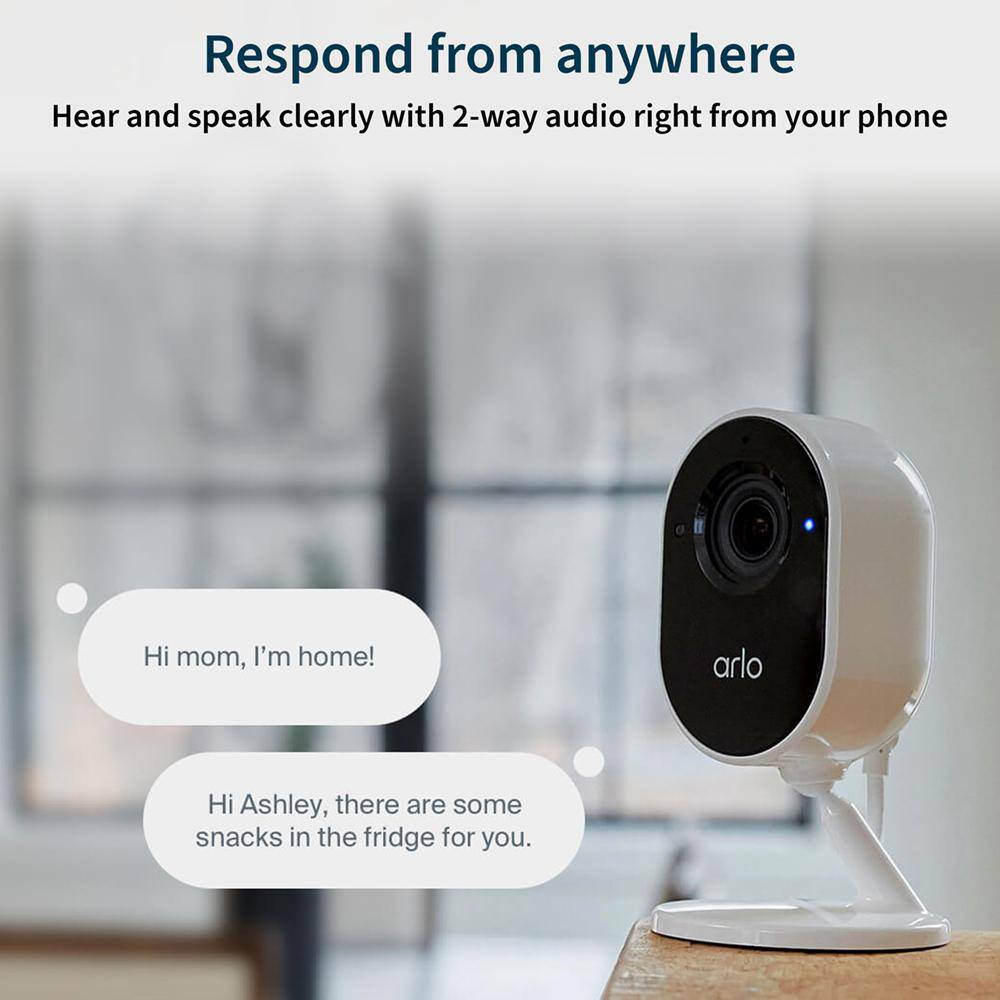 Arlo Essential Indoor Camera - 1080p Video with Privacy Shield Night Vision 2-Way Audio White VMC2040-100NAS