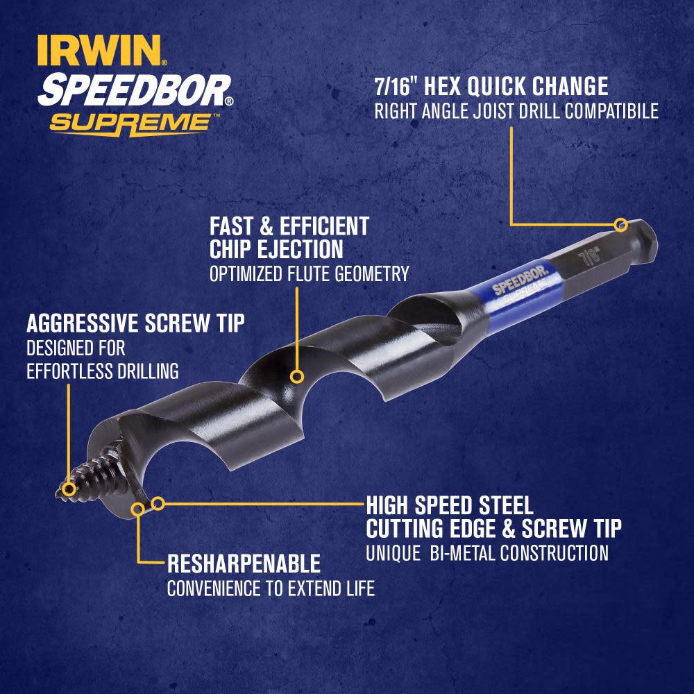 IRWIN SPEEDBOR SUPREME Auger Bit 7/8 X 7 1/2