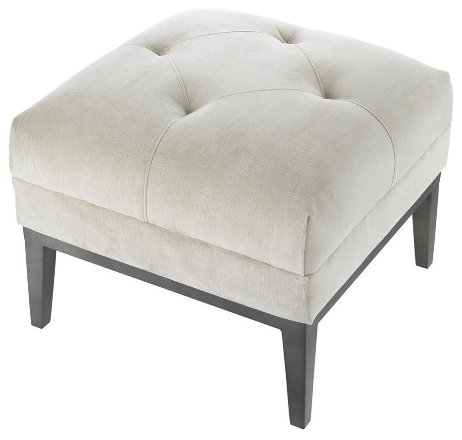 Pebble Gray Tufted Accent Stool  Eichholtz Cesare   Transitional   Footstools And Ottomans   by Oroa   Distinctive Furniture  Houzz