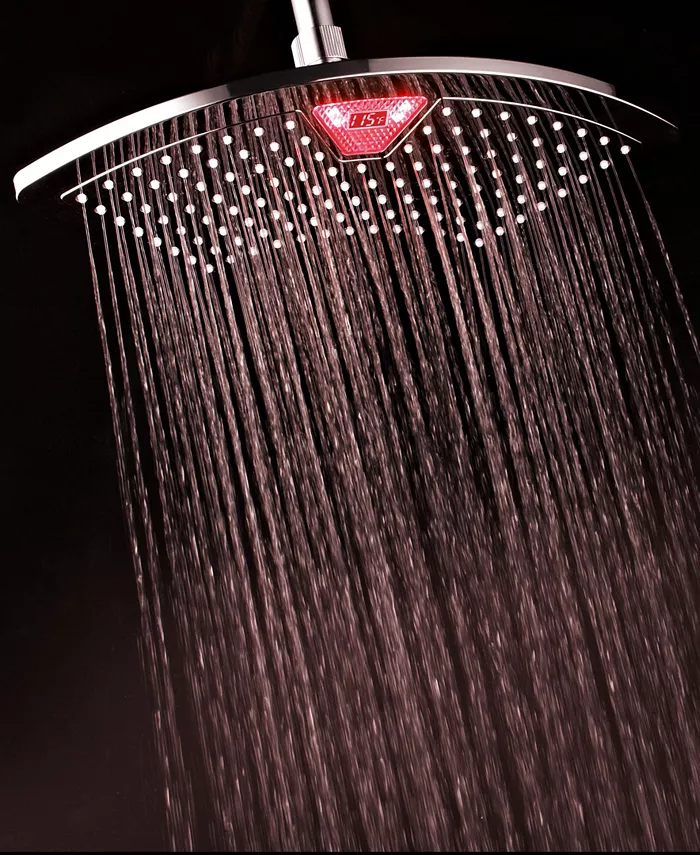 DreamSpa AquaFan 12-inch Rainfall LED Shower Head with Color-Changing LED LCD Temperature Display