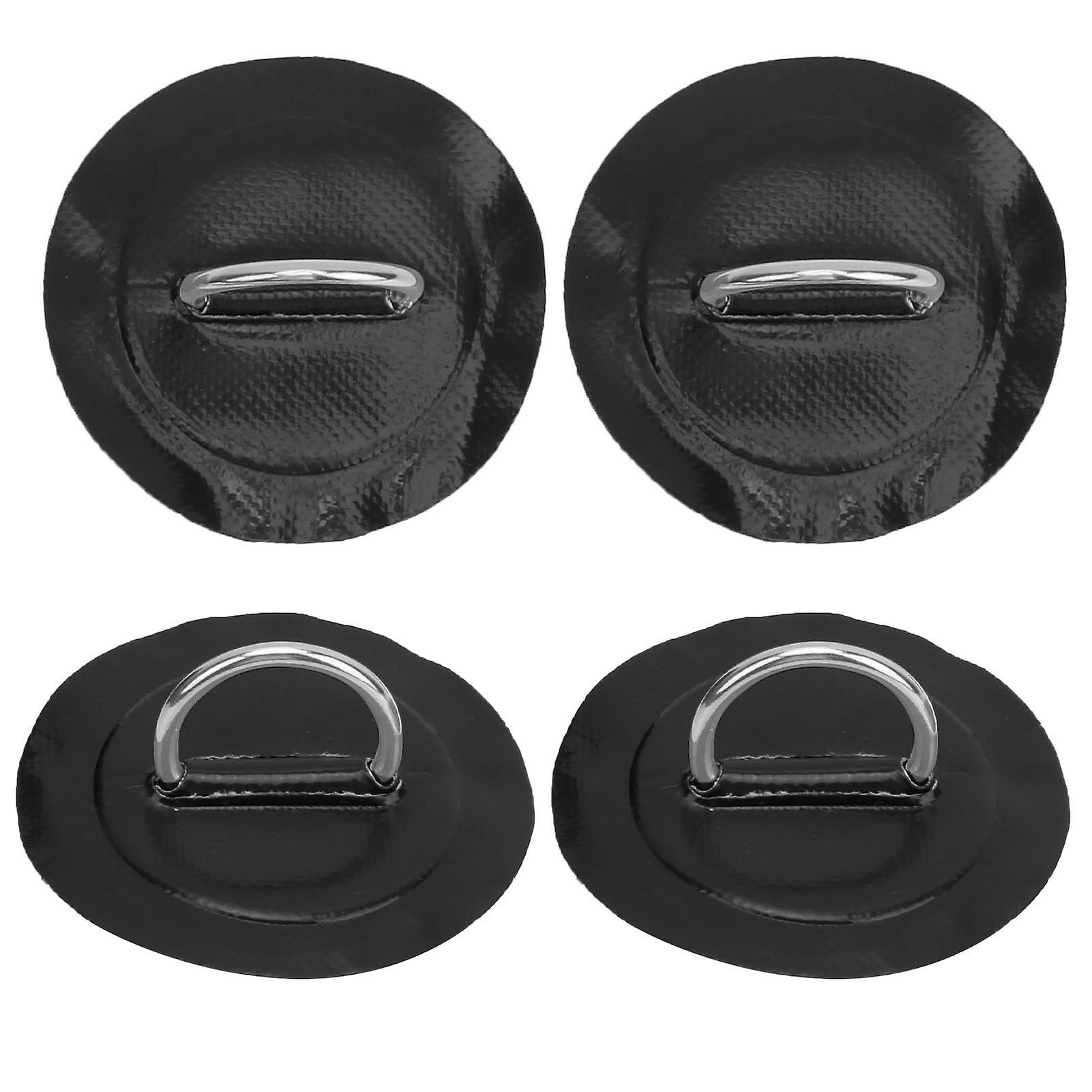 4pcs Inflatable Boat Kayak Dring Pad Patch Marine Fixed Buckle With Elastic Bungee Cordblack Patch