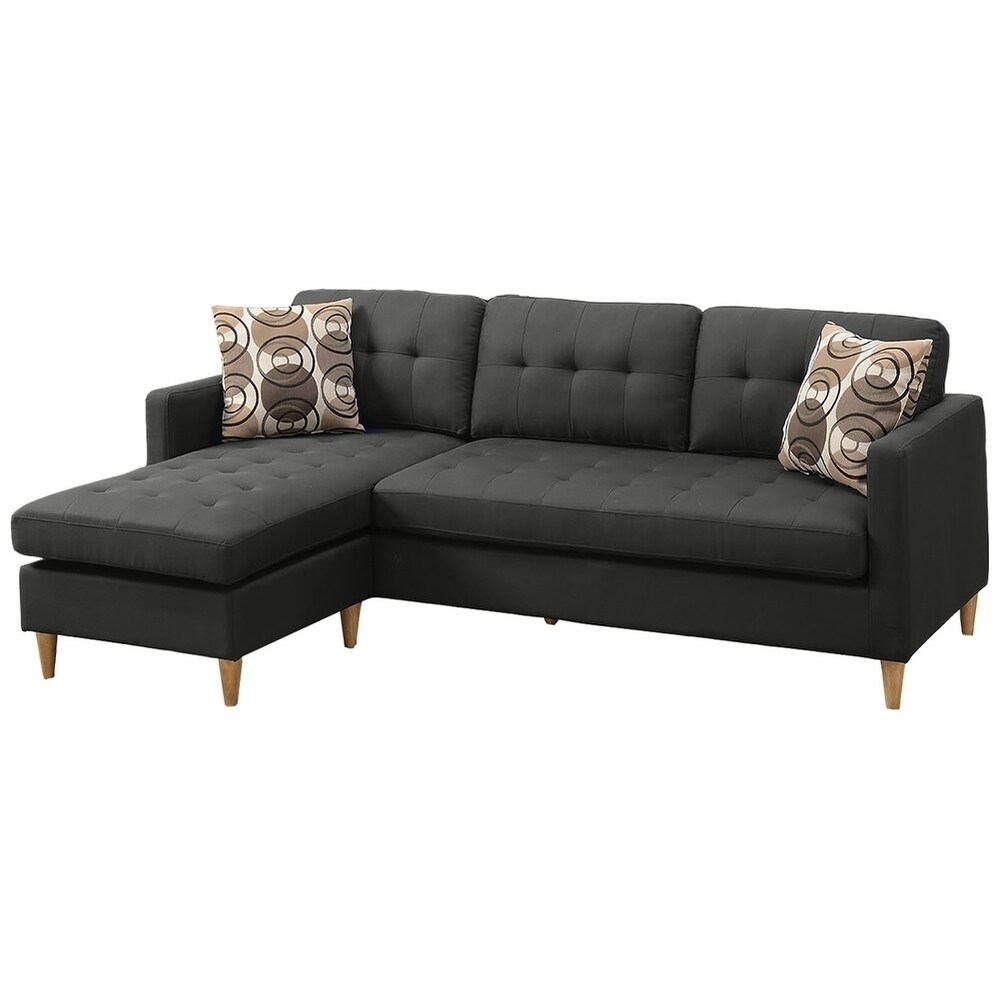 Reversible Sectional Sofa Set with 2 Accent Pillows