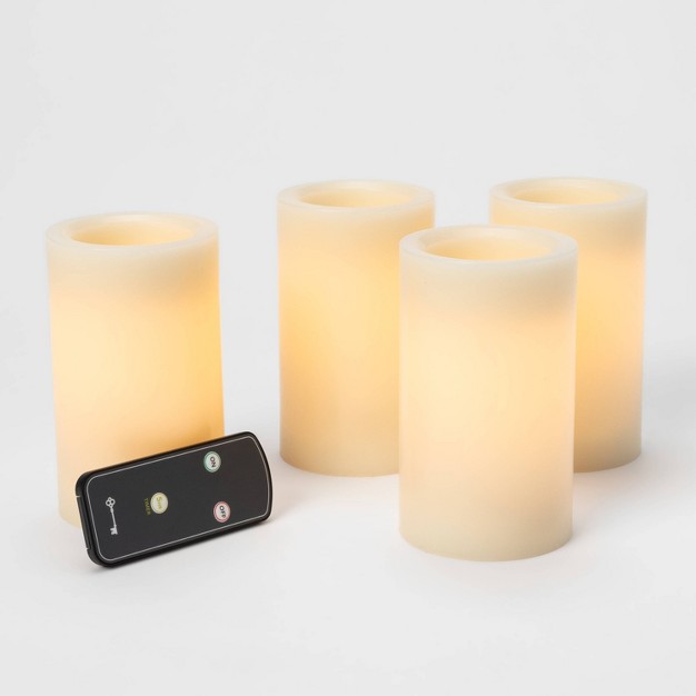 X 3 quot Led Flameless Black Wick Candle Cream