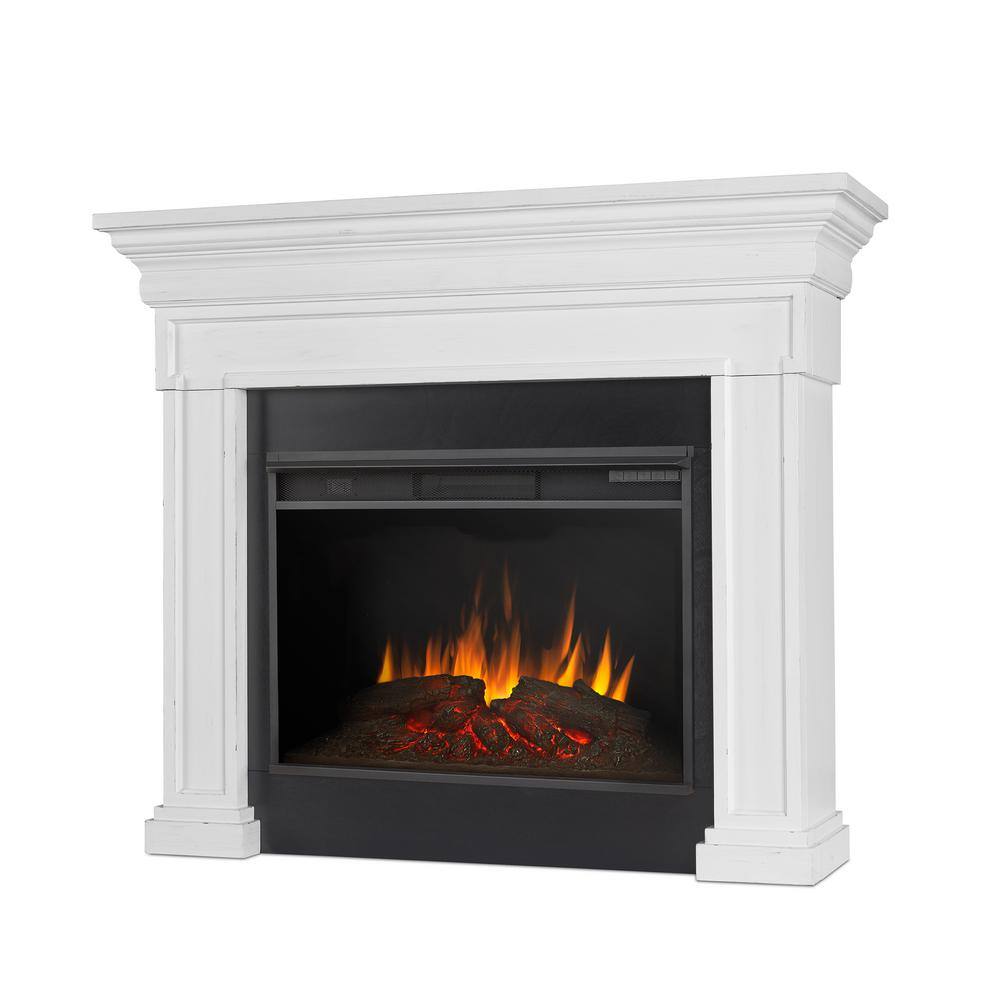 Real Flame Emerson Grand 56 in. Freestanding Electric Fireplace in Rustic White 6720E-RW