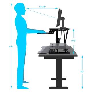 Atlantic Black 31 in. Height Adjustable Large Standing Desk Converter Sit to Stand Dual Monitor Gas Spring Desktop Riser 33908129