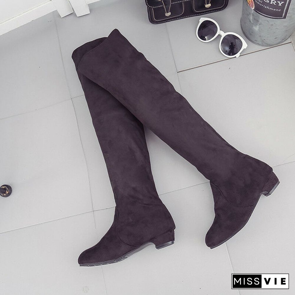 Winter Women Suede Over The Knee Thigh Knight Long Boots High Heels Shoes