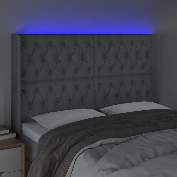 vidaXL LED Headboard Dark Gray/Light Gray Fabric - - 37455511