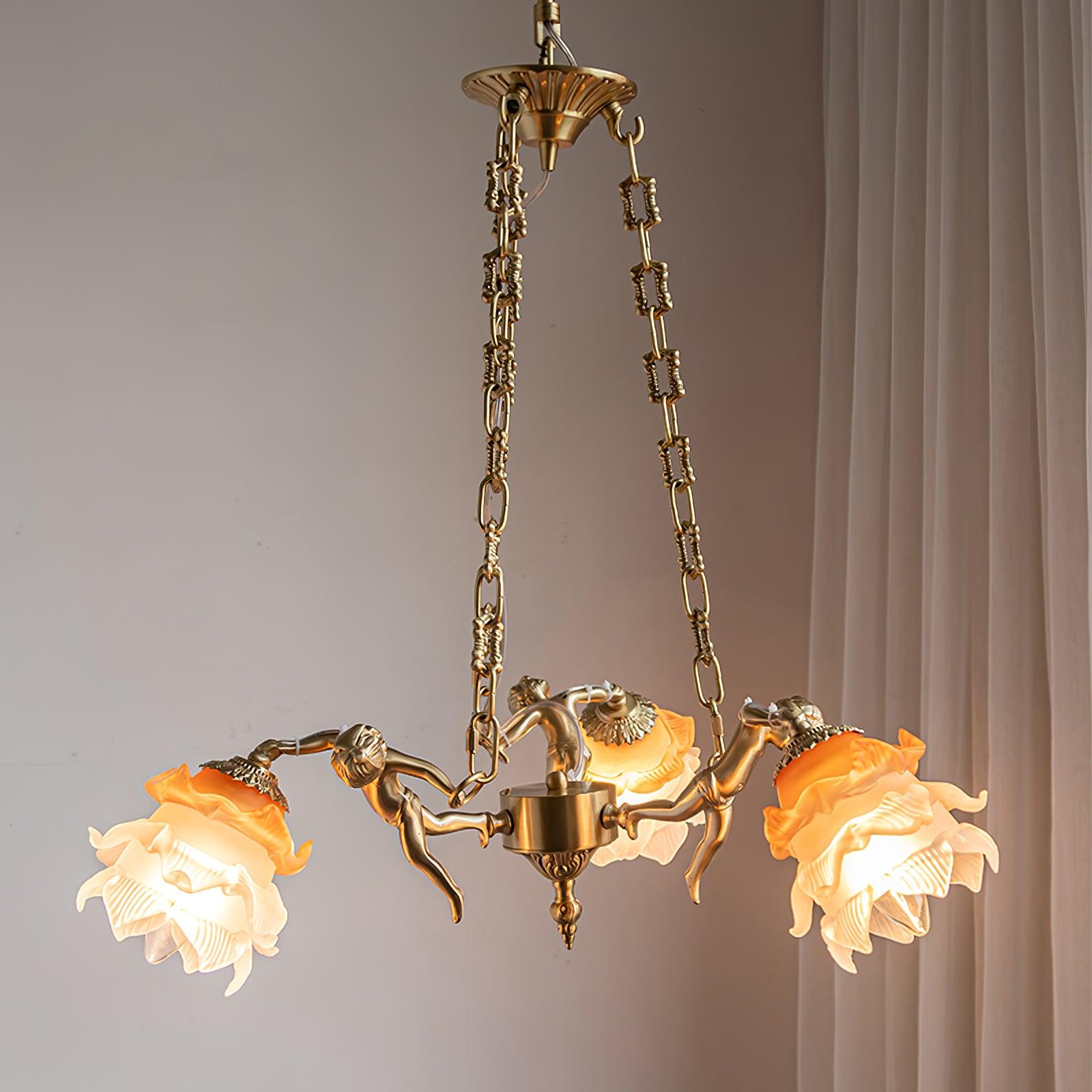 Putti Statuettes Brass Suspension