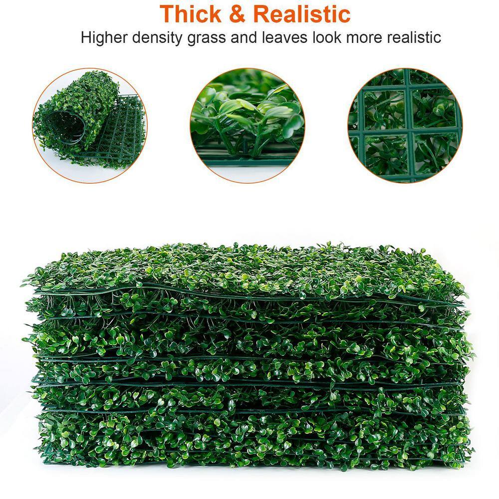 Cisvio 12-Pieces Artificial 0.78 in. Plastic Boxwood Topiary Hedge Plant Grass Backdrop Fence Privacy Screen Grass Decoration D0102H730E2