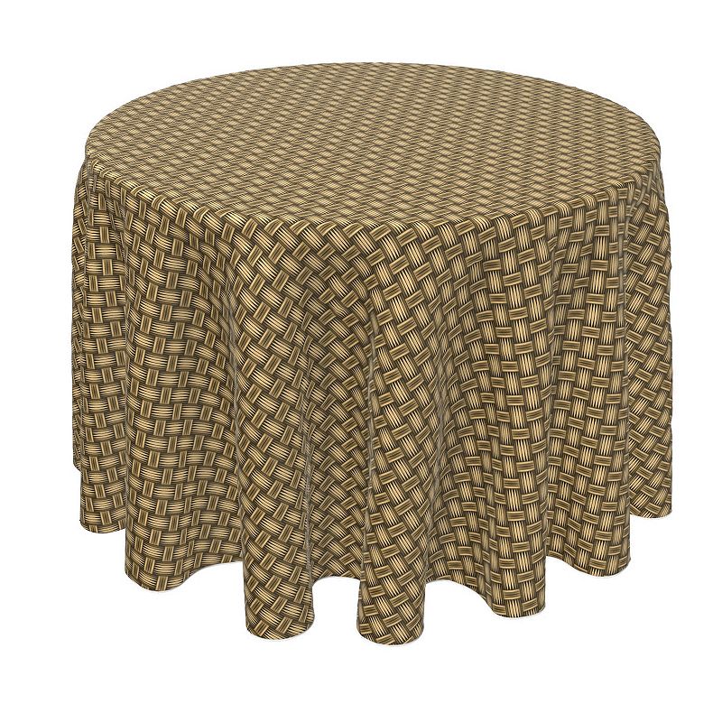 Round Tablecloth， 100% Polyester， 90 Round， Wicker Wood Carving