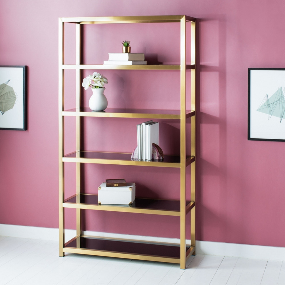 Nikola Brushed Gold Bookcase   Contemporary   Bookcases   by Rustic Home Furniture Deco  Houzz