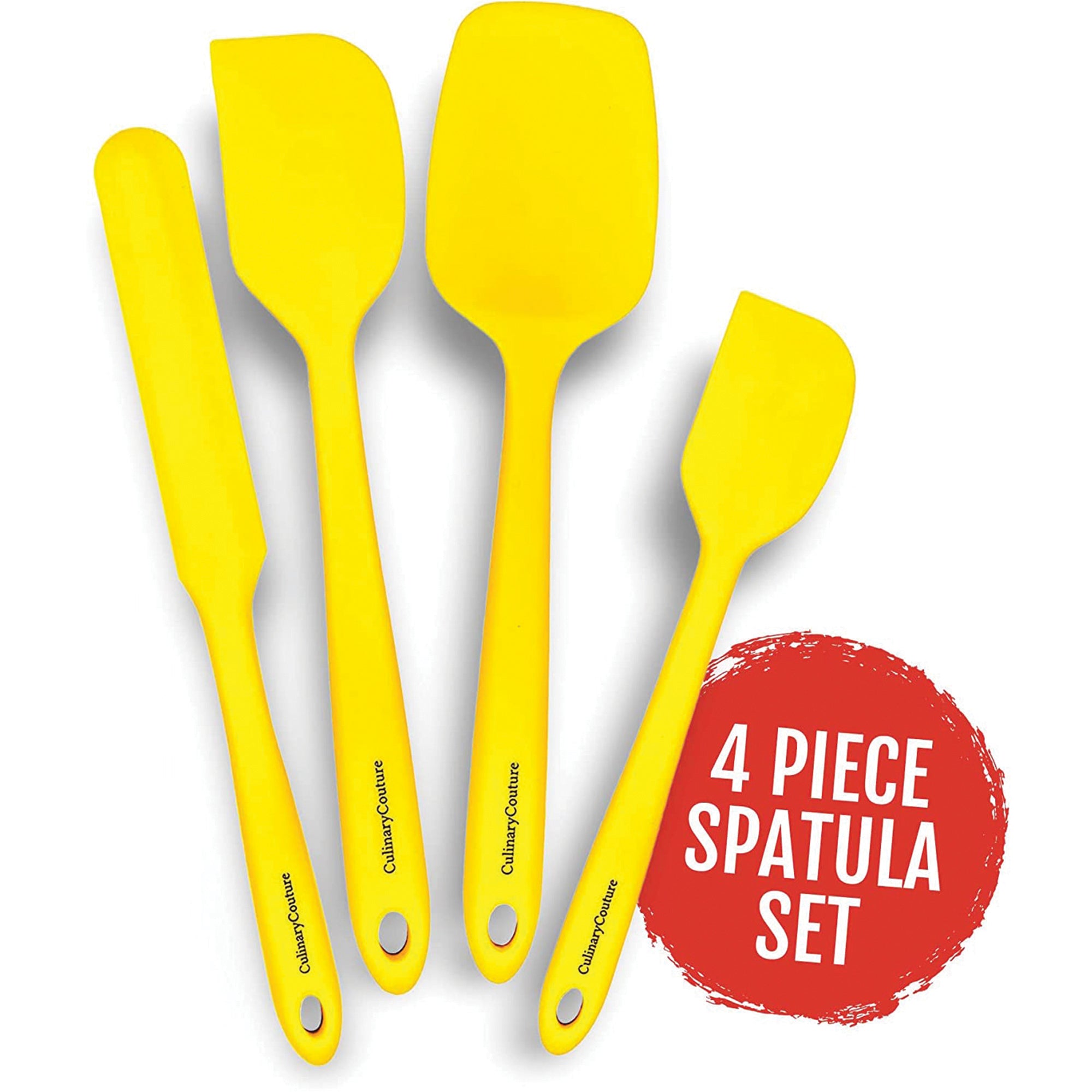 Culinary Couture Kitchen Spatula Set Silicone Utensils for Cooking, Barbecue Grill Yellow