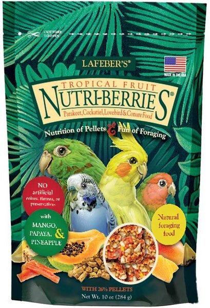 Lafeber Tropical Fruit Nutri-Berries Bird Food， 10-oz bag