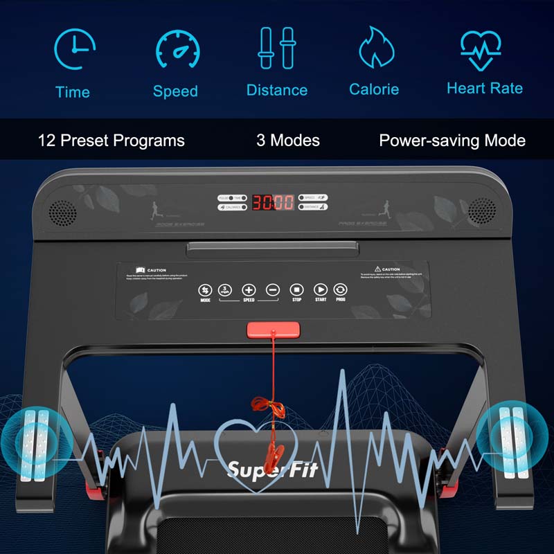 2.25HP Electric Folding Treadmill Smart APP Control Walking Running Machine with HD LED Display & Device Holder