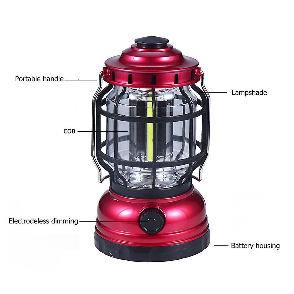 Led Camping Light Cob Campsite Lantern Battery Powered Home Emergency Light Stepless Dimming For Outdoor Camping Hiking Fishing Backpacking No.259649