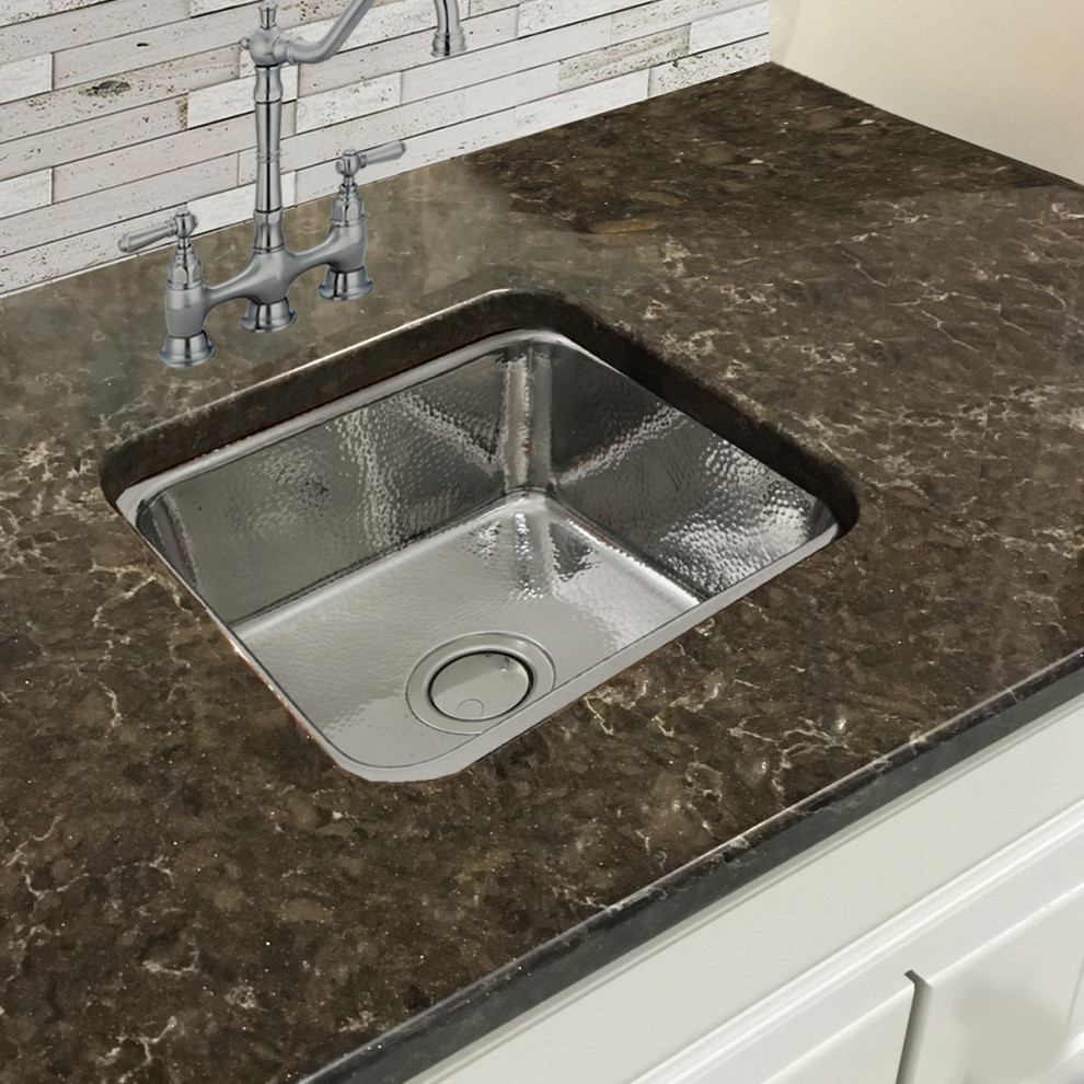 Nantucket Sinks SQRS 7 16.5 quotSquare Hammered Stainless Bar Sink  Polished   Contemporary   Bar Sinks   by DirectSinks  Houzz