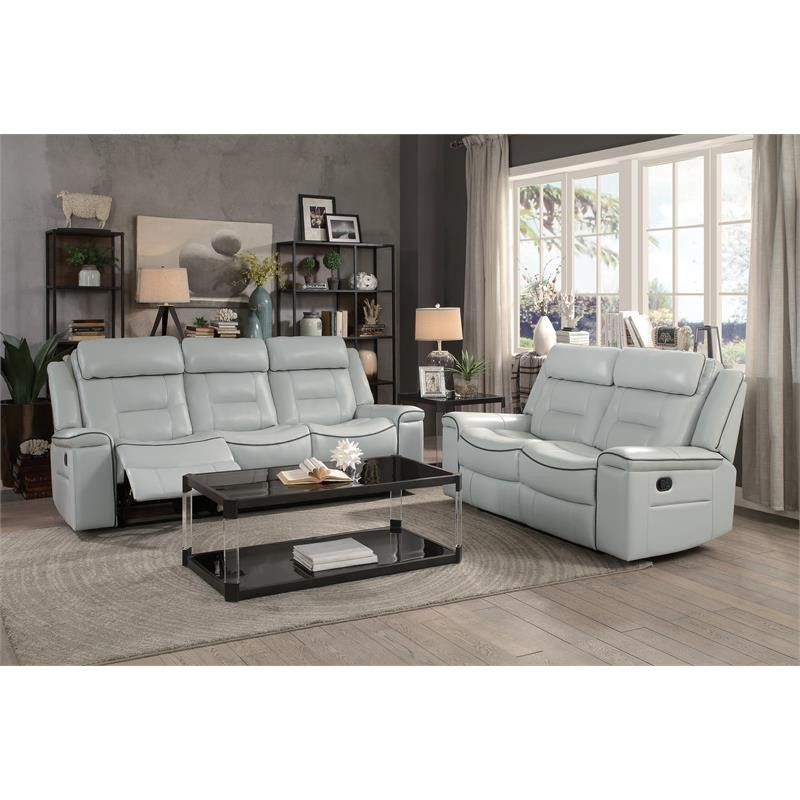 Lexicon Darwan Faux Leather Lay Flat Double Reclining Loveseat in Dark Gray   Contemporary   Loveseats   by Homesquare  Houzz