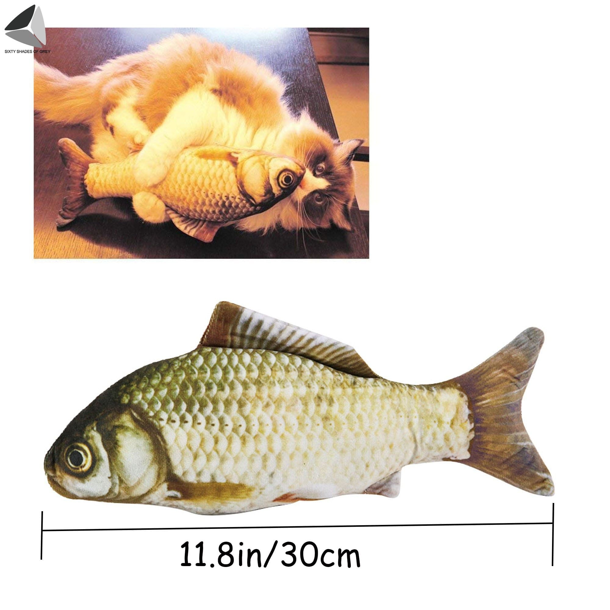 Sixtyshades Catnip Fish Plush 3D Fish Pillow Toys for Cat Kitten Chewing (Mackerel)