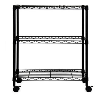 Oceanstar Portable 2-Tier Metal Rolling File Cart in Black 2MRC1507