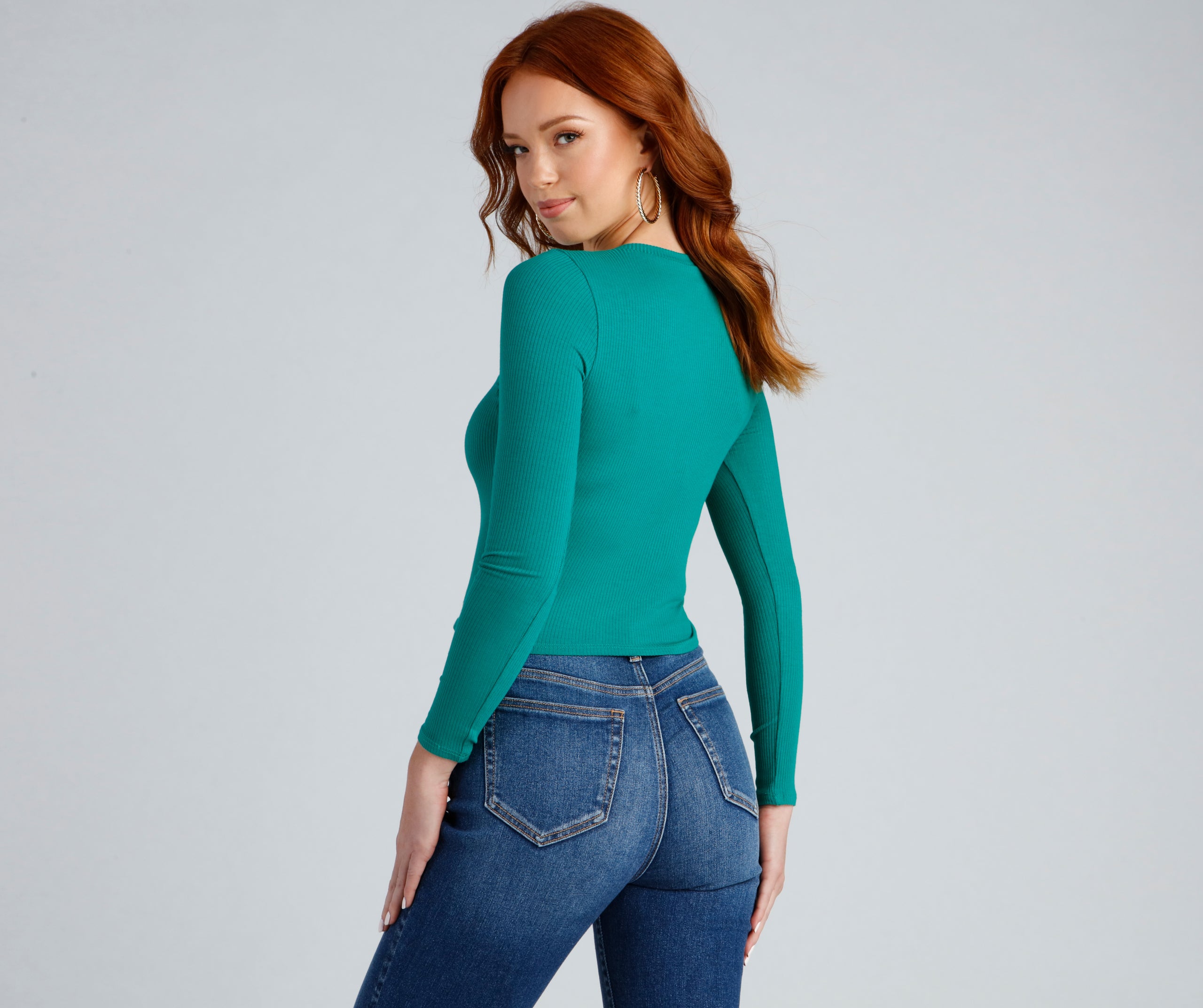 Long Sleeve Ribbed Basic Top