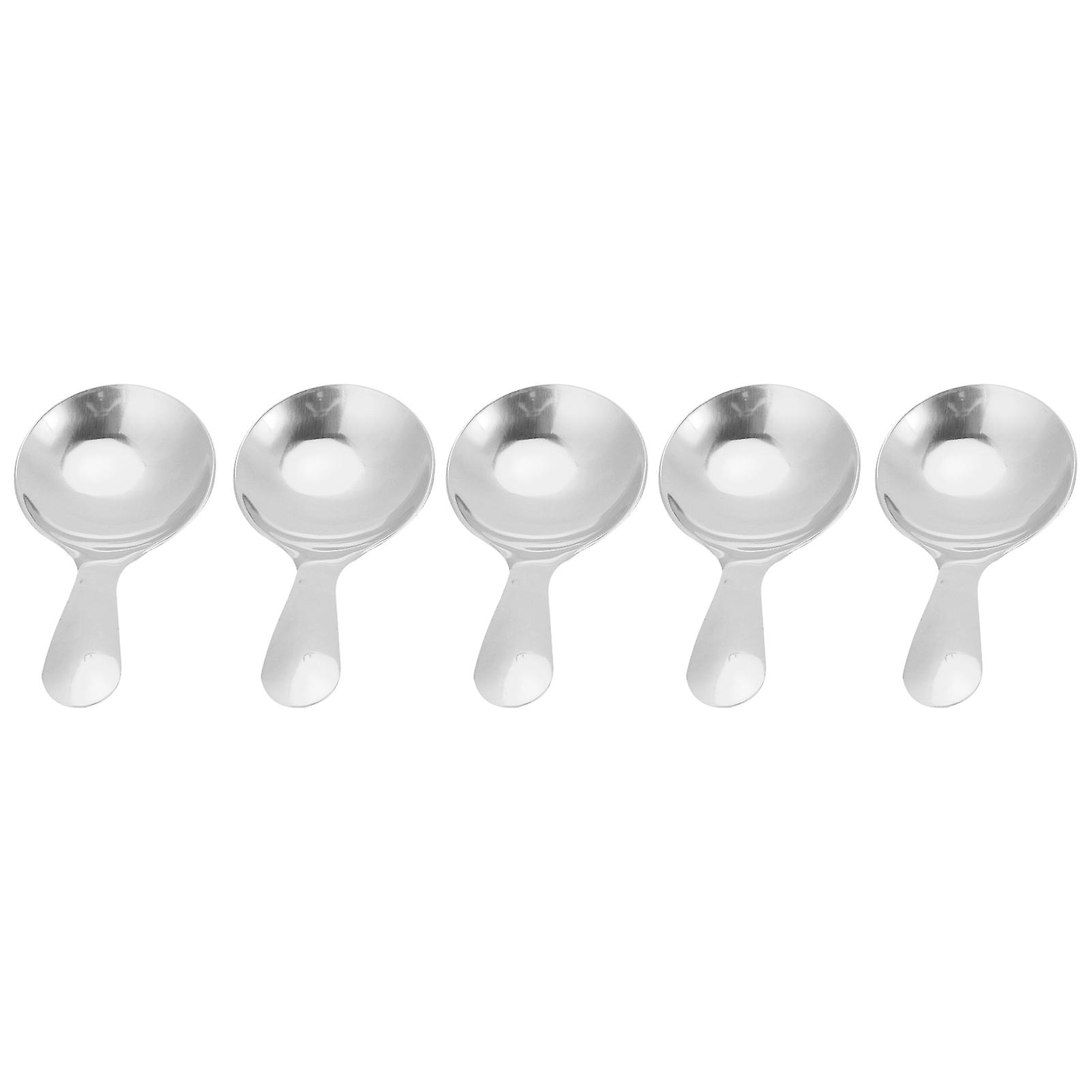 5pcs 304 Stainless Steel Ice Cream Scoop Tea Dessert Spoon Cream Kitchen Utensilssilver