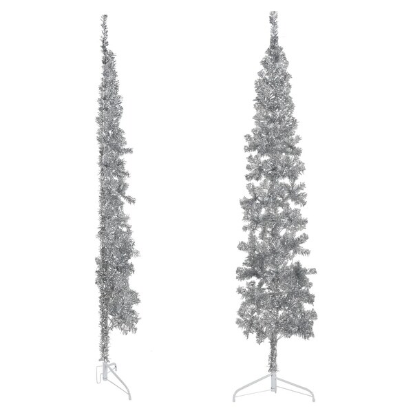 vidaXL Christmas Tree Decoration Slim Artificial Half Xmas Tree with Stand