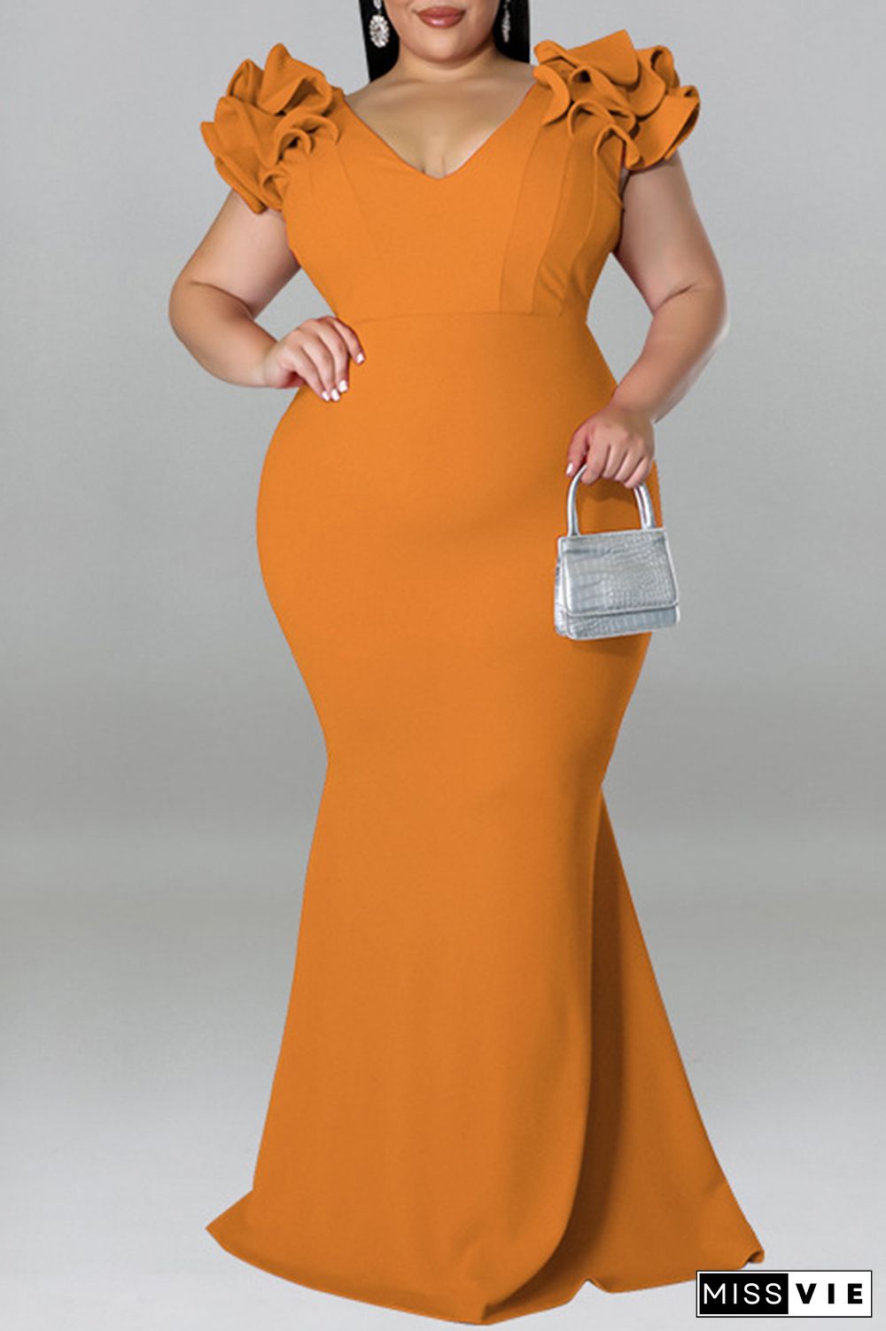 Formal Solid Patchwork Off the Shoulder Long Plus Size Dresses