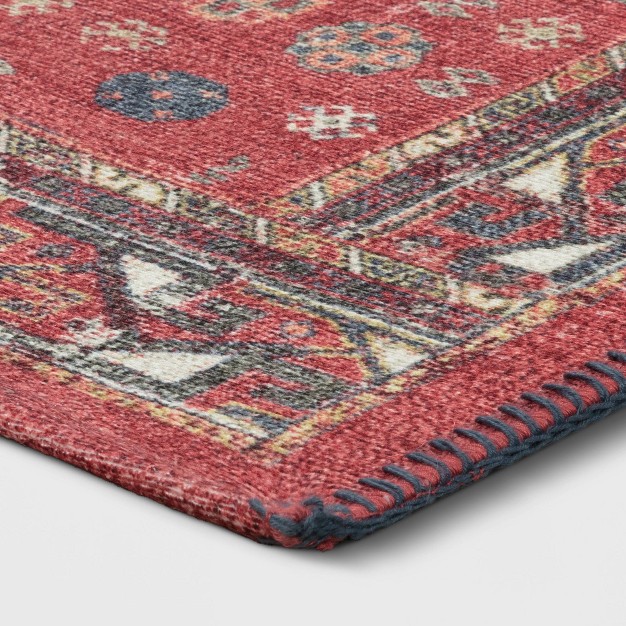 Vintage Persian Medallion Kitchen Rug Red