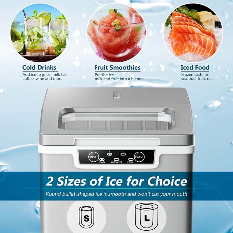 26LBS/24H Portable Ice Maker Countertop Ice Making Machine with Ice Scoop & Removable Basket