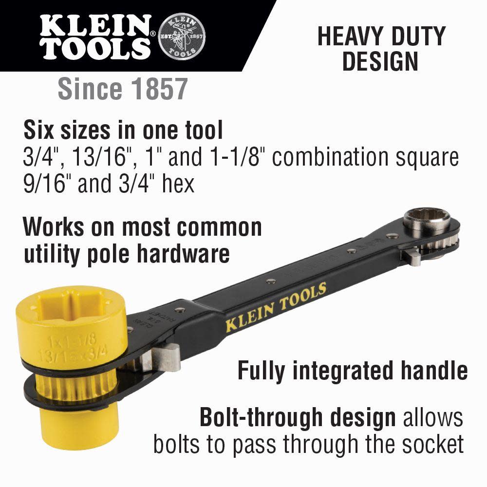 5-in-1 Linemanand#8217;s Wrench， Heavy Duty