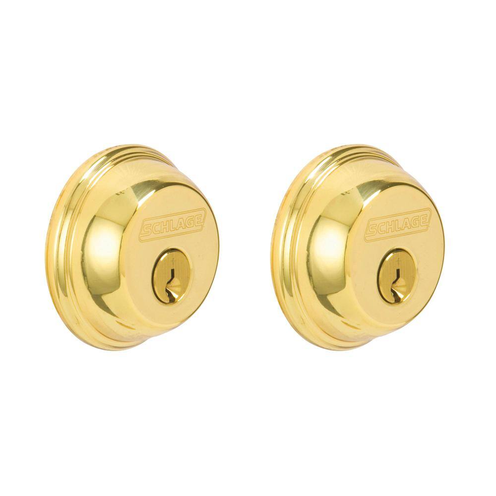 Schlage B62 Series Bright Brass Double Cylinder Deadbolt Certified Highest for Security and Durability B62.N.G.505.605