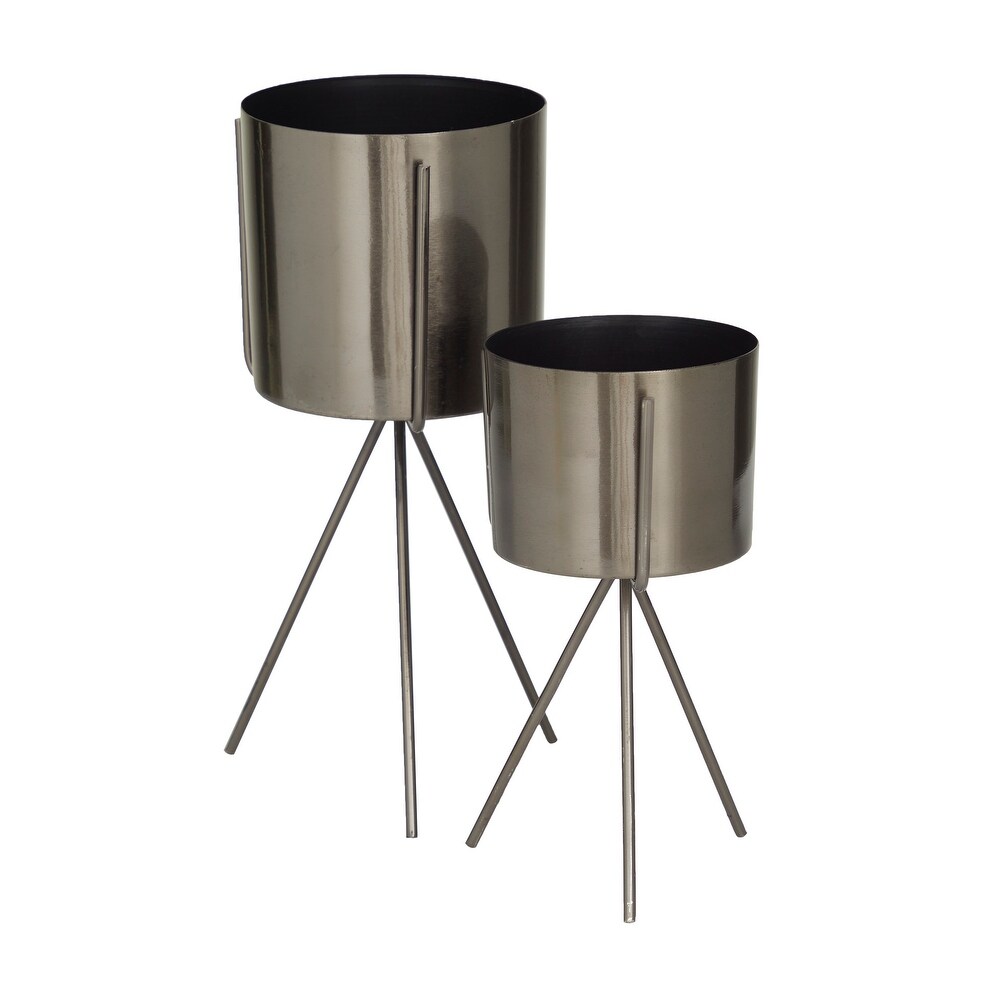 CosmoLiving by Cosmopolitan Silver  Gold or Gray Metal Small Planter with Removable Stand (Set of 2)   S/2 12\