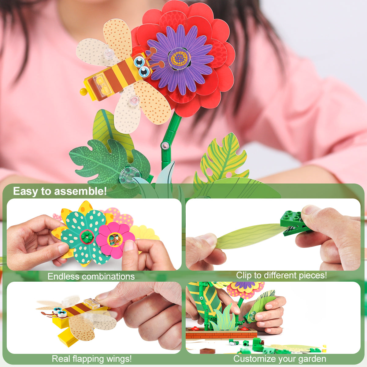 CaDA®Building Block Flower Series Flower Garden Children's Building Sets Model Toy C71022W (230Pieces)