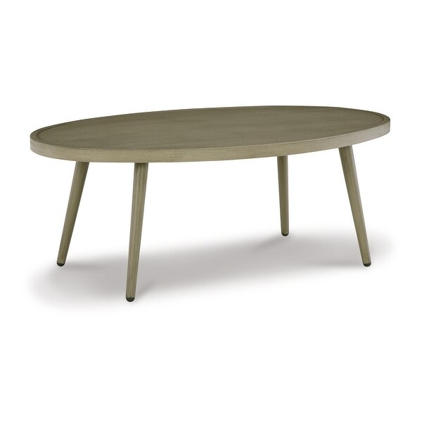 Sven 48 Inch Outdoor Coffee Table，Oval Top and Aluminum Frame，Brown