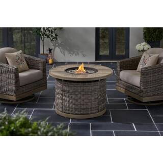 Home Decorators Collection Avondale 39.96 in. x 25 in. Round Steel Propane Gas Gray Fire Pit FHWS80108