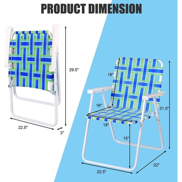 Gymax Set of 6 Patio Folding Web Chair Set Portable Beach Camping