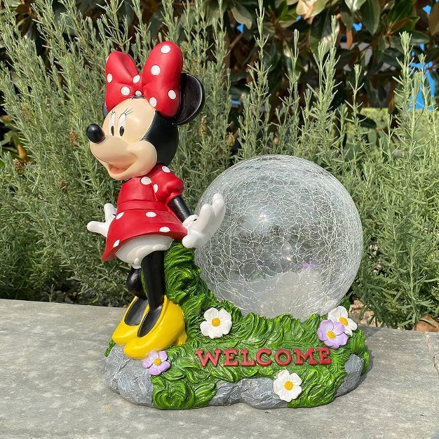 Fiberglass polyester Minnie Solar Garden Statue With Crackle Glass Ball