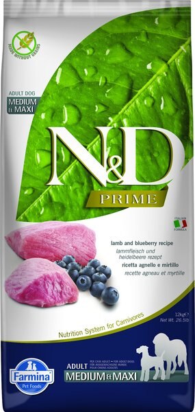 Farmina NandD Prime Lamb and Blueberry Medium and Maxi Adult Grain-Free Dry Dog Food