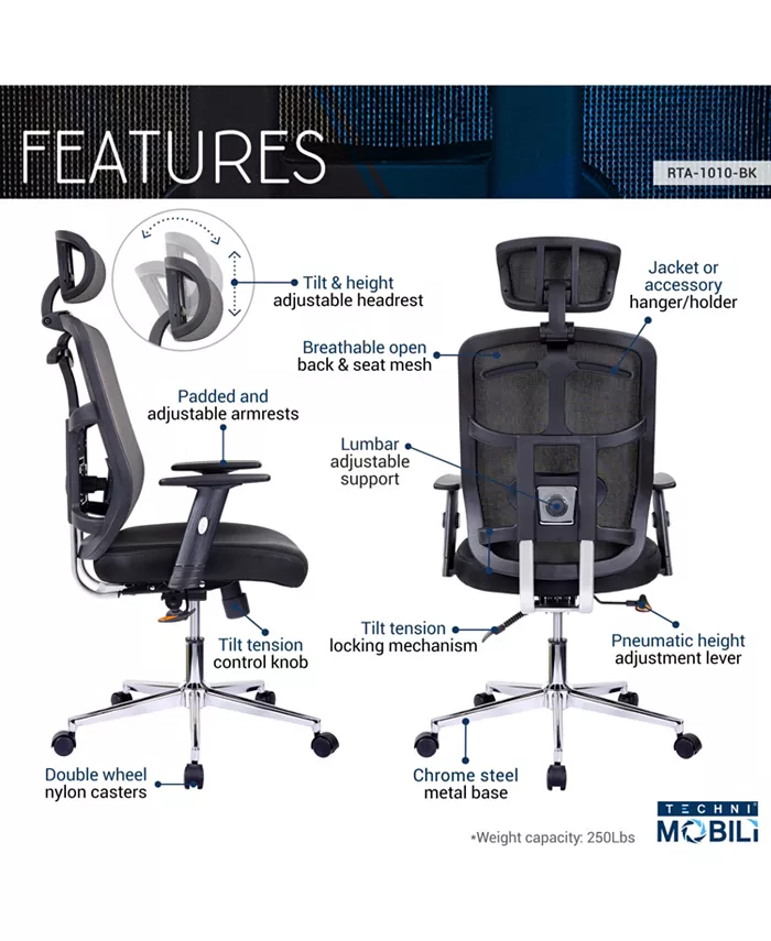 RTA Products Techni Mobili Mesh Office Chair